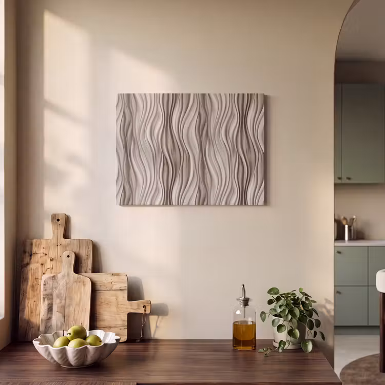 Akoestisch schilderij - Golven - 3D - Crème — 3