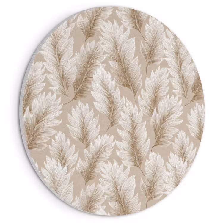 Akoestisch schilderij rond - Botanisch - Patroon - Beige — 1