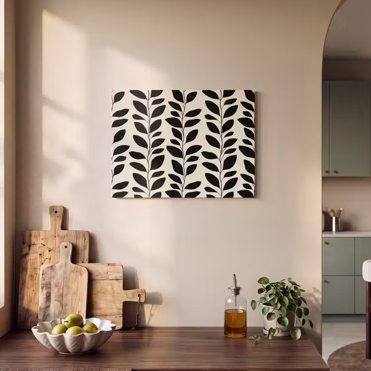 Akoestisch schilderij - Botanisch - Dessin - Zwart - Beige — 3
