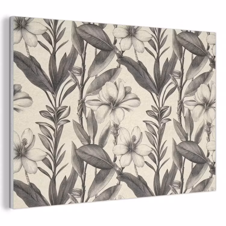 Akoestisch schilderij - Klassiek - Botanisch - Zwart - Beige — 1