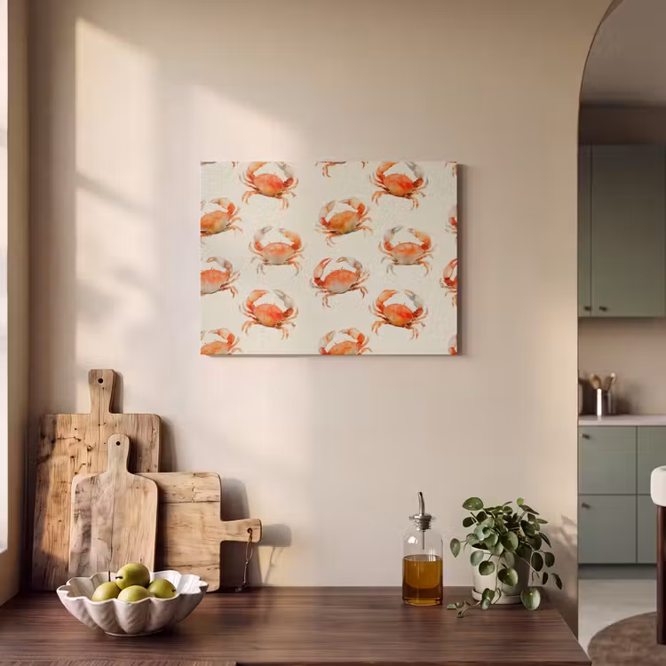 Akoestisch schilderij - Krabben - Patroon - Oranje — 3