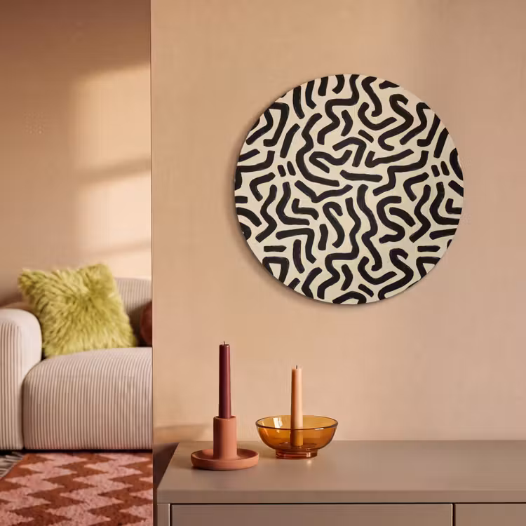 Akoestisch schilderij rond - Abstract - Lijnen - Zwart — 3
