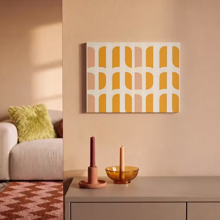 Akoestisch schilderij - Geometrisch - Patroon - Geel - Roze — 2