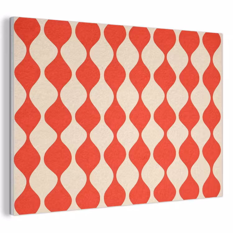 Akoestisch schilderij - Golvend patroon - Retro - Rood - Beige — 1