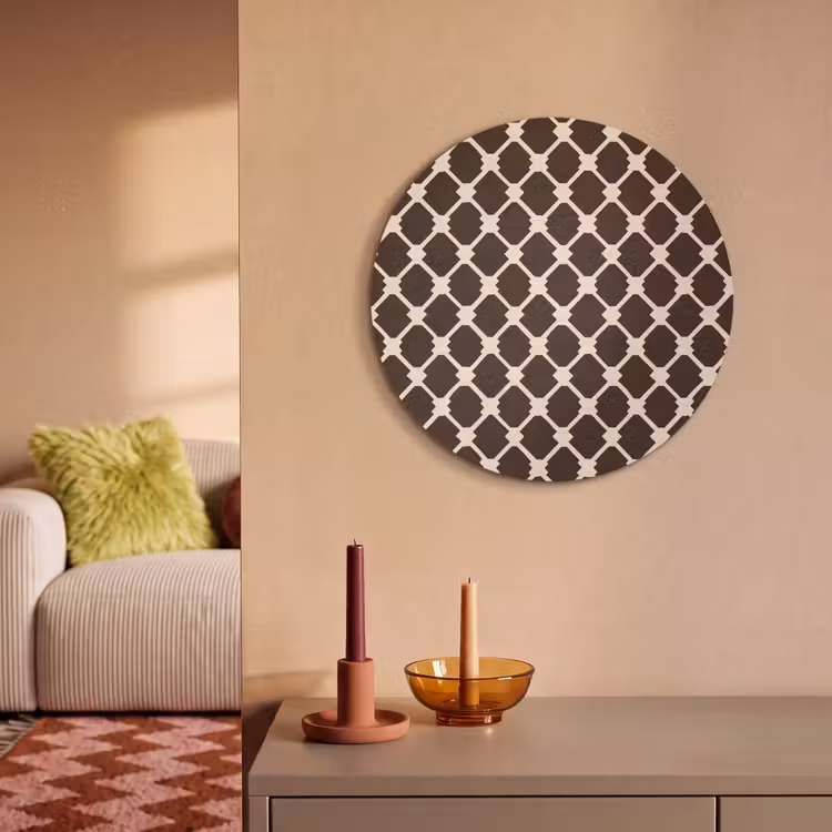 Akoestisch schilderij rond - Bruin - Ruitpatroon - Geometrisch — 3