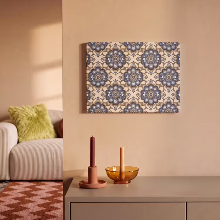 Akoestisch schilderij - Floraal - Ornament - Blauw — 2