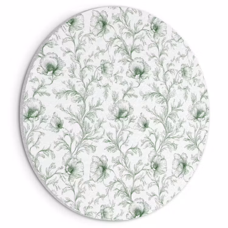 Akoestisch schilderij rond - Bloemen - Getekend - Groen — 1