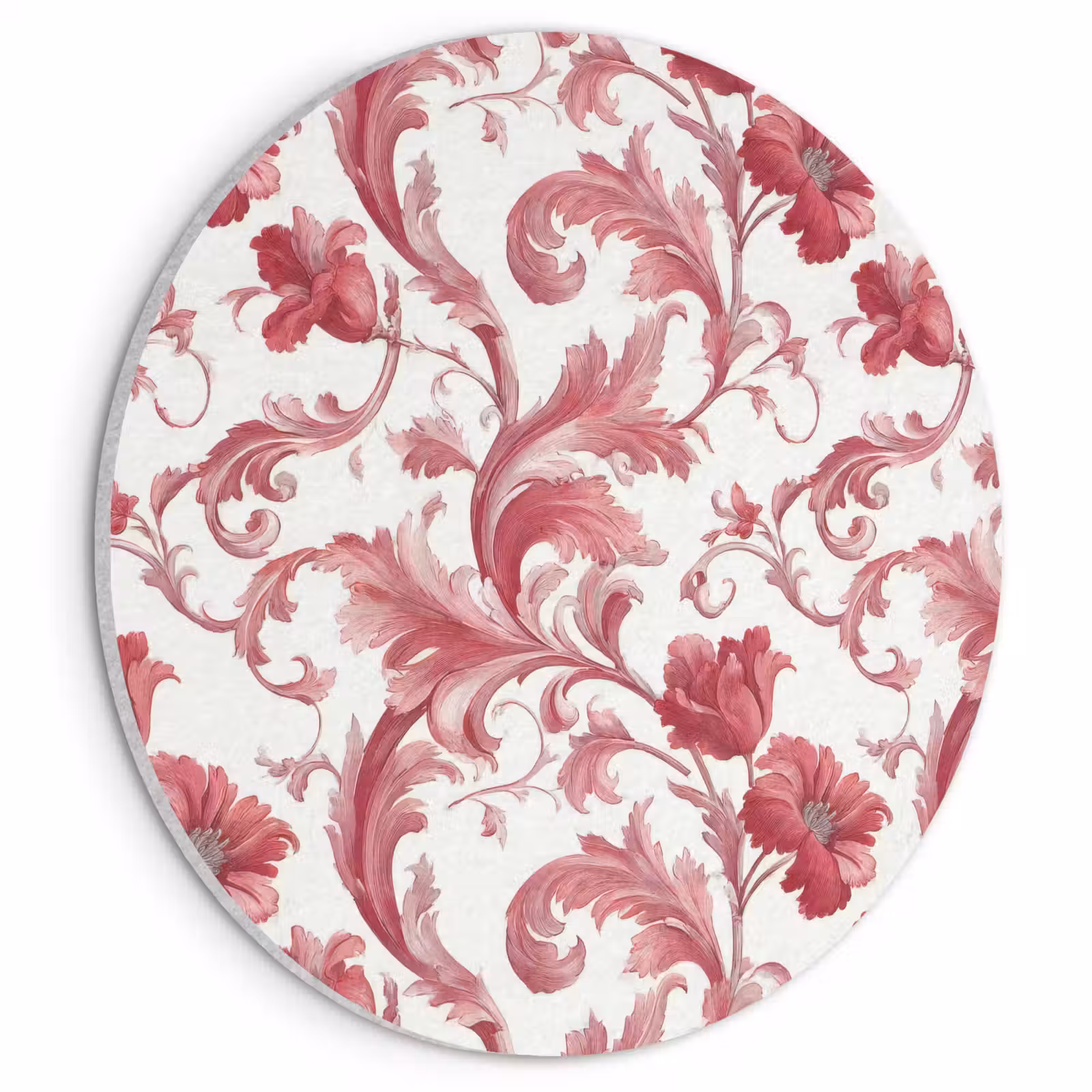 Akoestisch schilderij rond - Barok - Patroon - Rood — 1