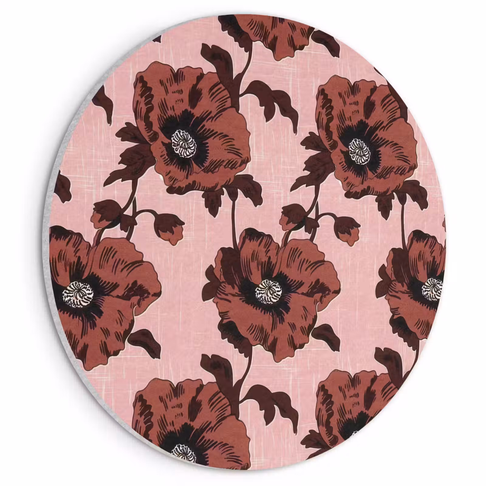 Akoestisch schilderij rond - Bloemen - Retro - Rood — 1