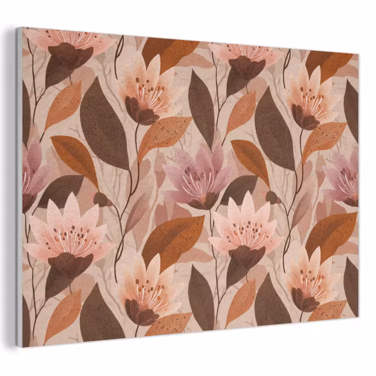 Akoestisch schilderij - Bloemen - Bladeren - Bruin — 1