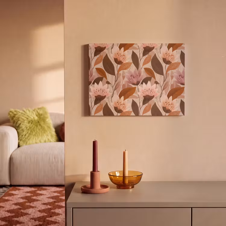 Akoestisch schilderij - Bloemen - Bladeren - Bruin — 2