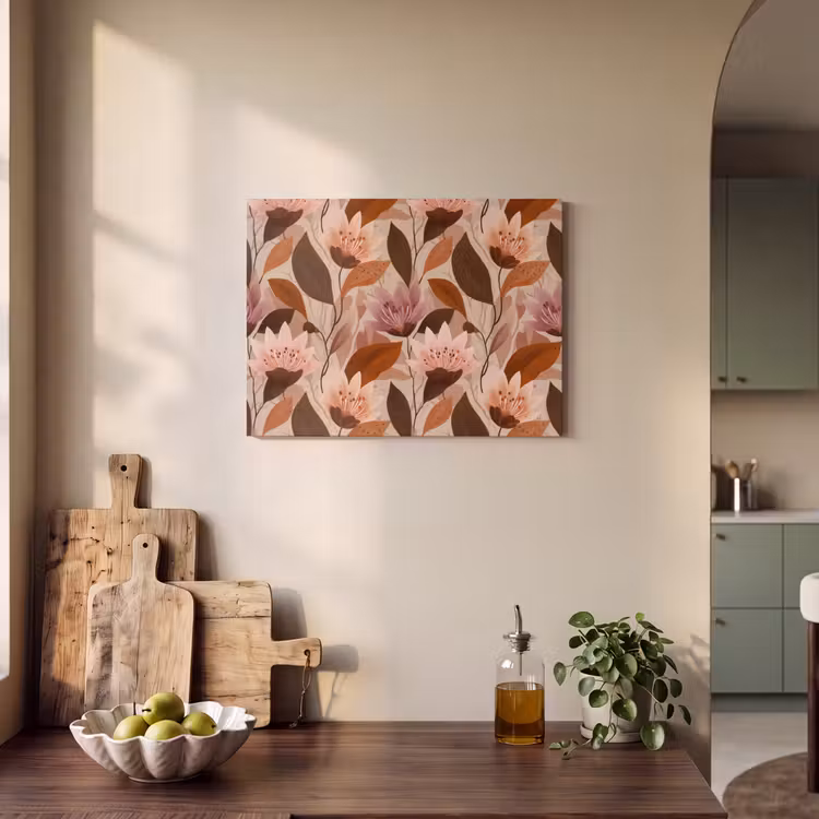 Akoestisch schilderij - Bloemen - Bladeren - Bruin — 3