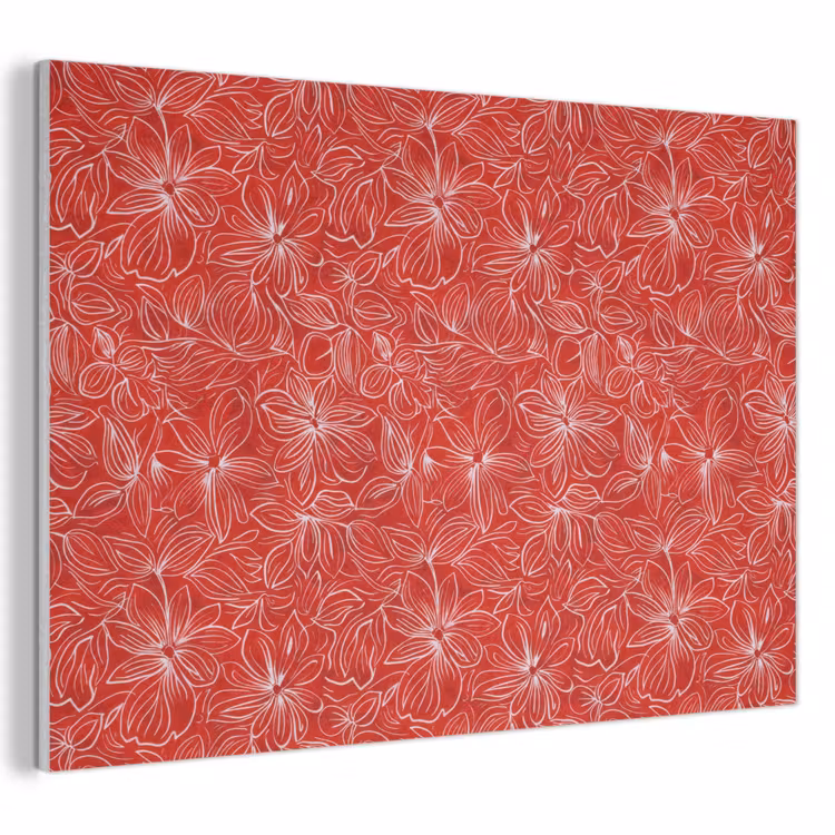 Akoestisch schilderij - Bloemen - Patroon - Rood — 1