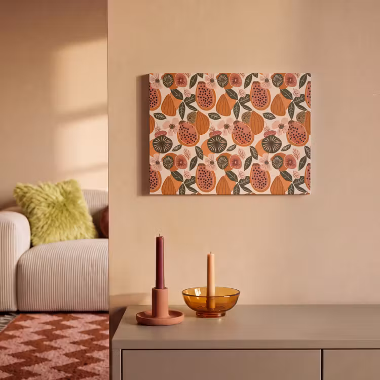 Akoestisch schilderij - Papaja - Bloesem - Oranje — 2