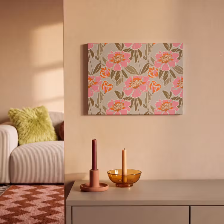 Akoestisch schilderij - Pioenrozen - Patroon - Roze — 2