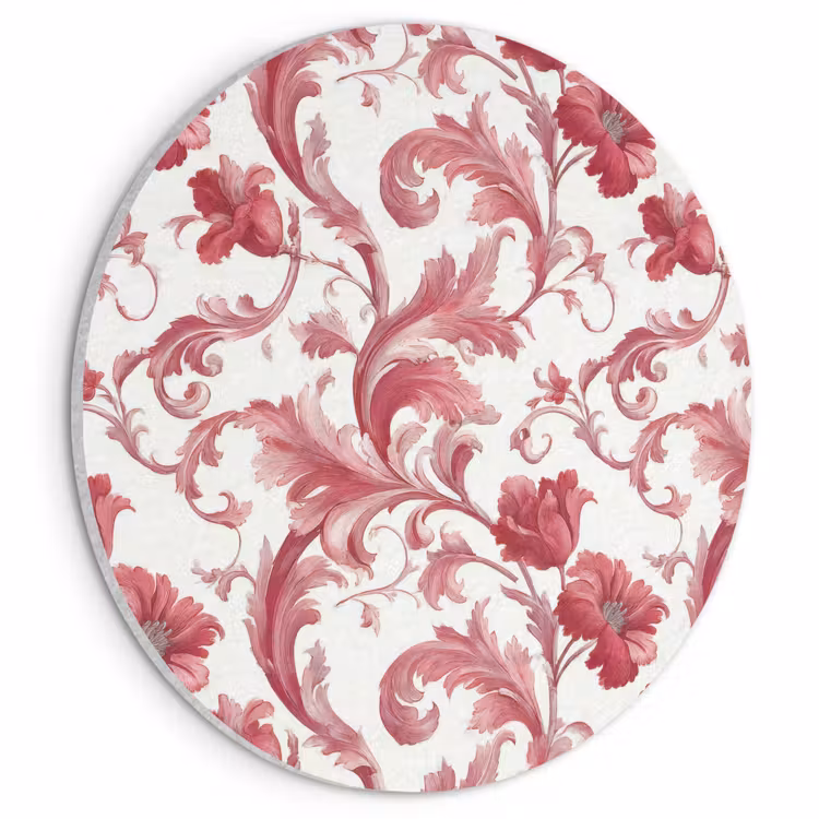 Akoestisch schilderij rond - Barok - Patroon - Rood — 1