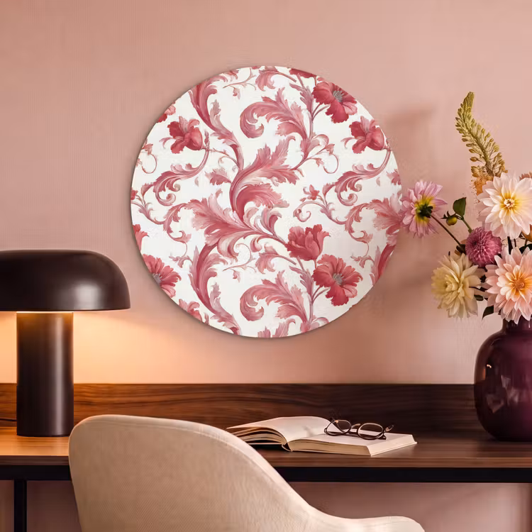 Akoestisch schilderij rond - Barok - Patroon - Rood — 2