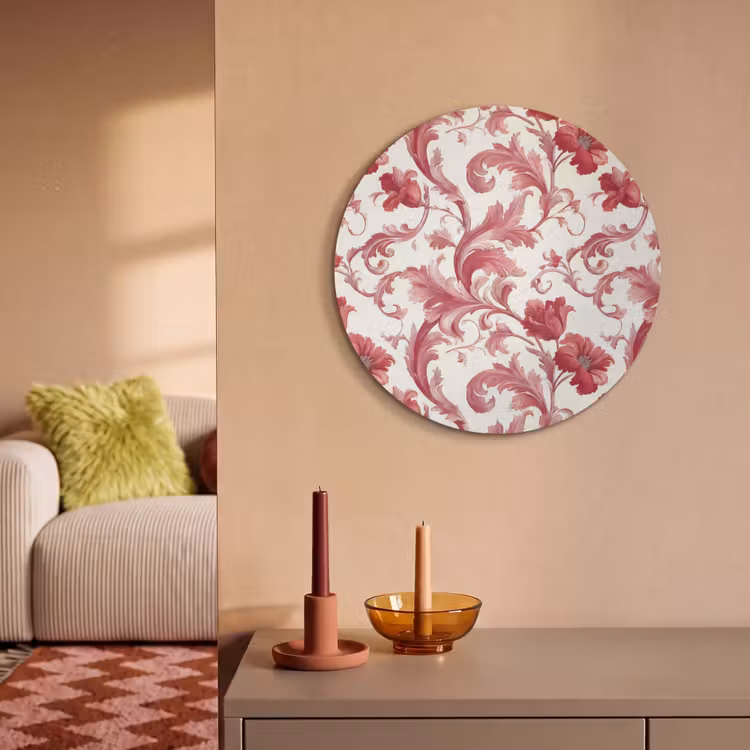 Akoestisch schilderij rond - Barok - Patroon - Rood — 3