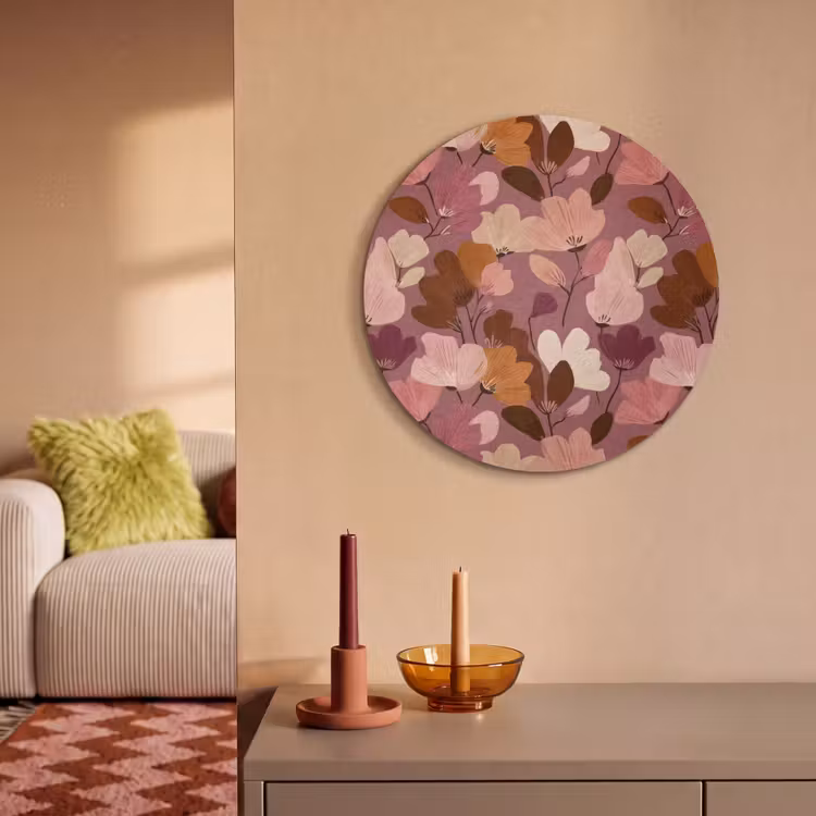 Akoestisch schilderij rond - Bloem - Patroon - Roze — 3