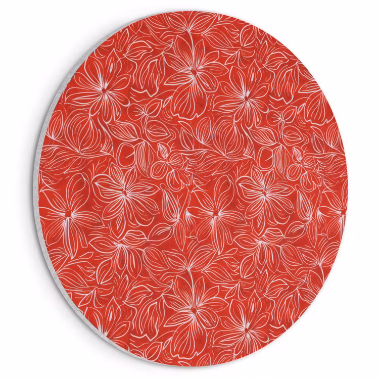 Akoestisch schilderij rond - Bloemen - Patroon - Rood — 1
