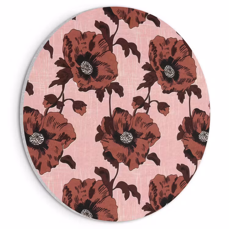 Akoestisch schilderij rond - Bloemen - Retro - Rood — 1
