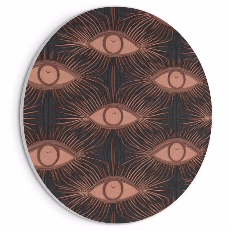 Akoestisch schilderij rond - Boheems - Oog - Bruin — 1