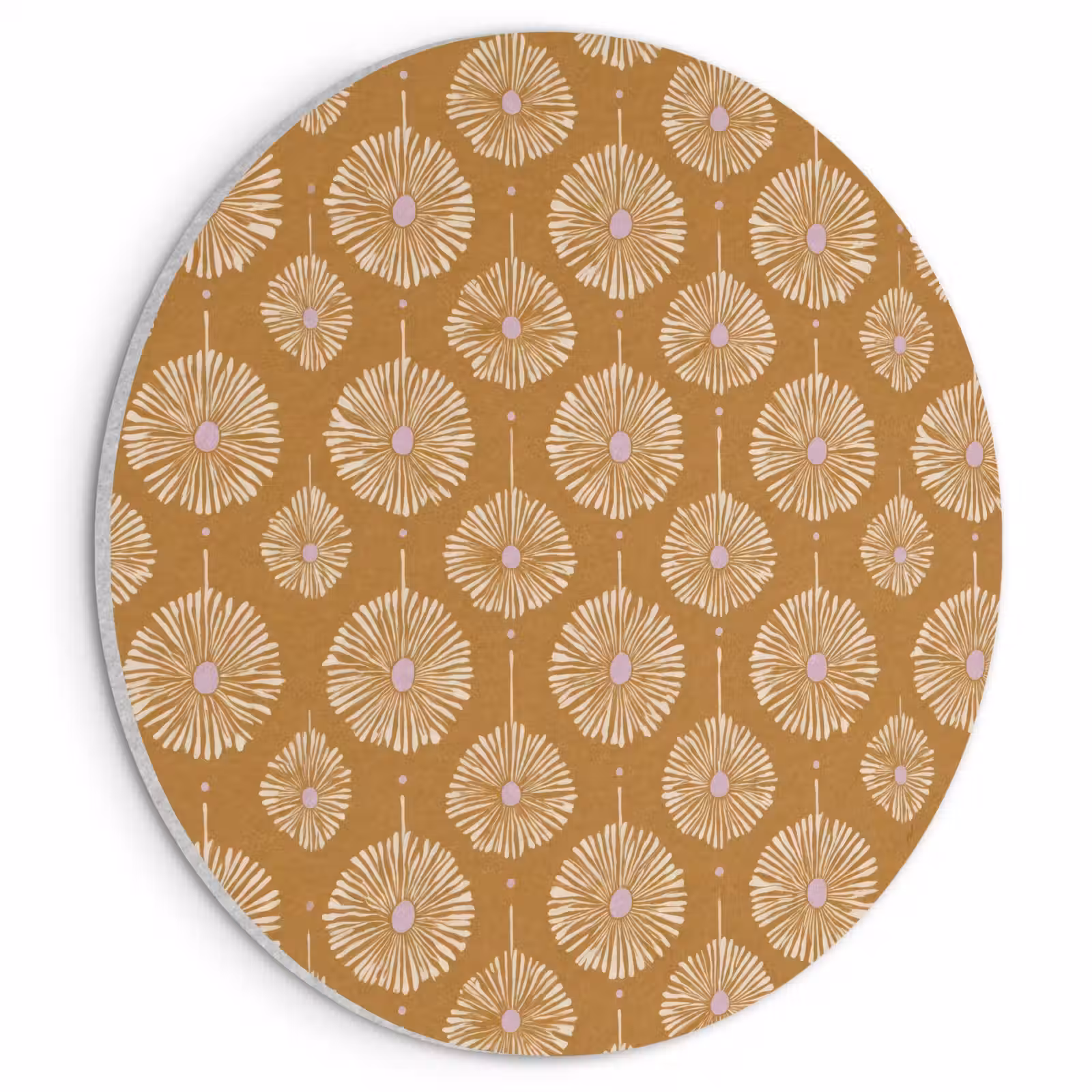 Akoestisch schilderij rond - Bloemen - Modern - Oker — 1
