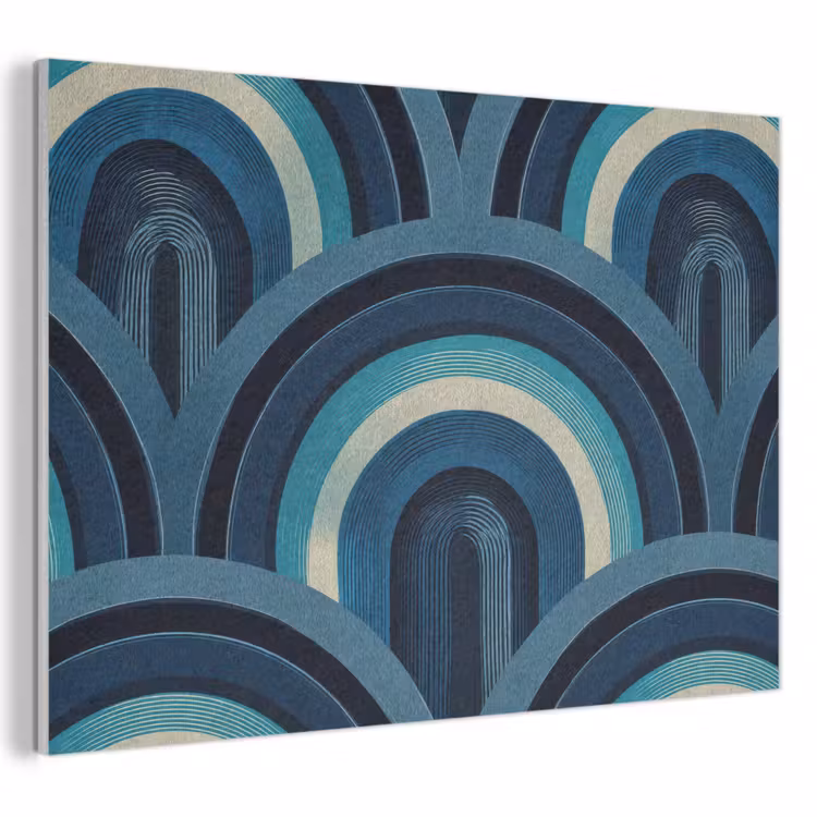 Akoestisch schilderij - Bogen - Geometrisch - Patroon - Blauw - Retro — 1