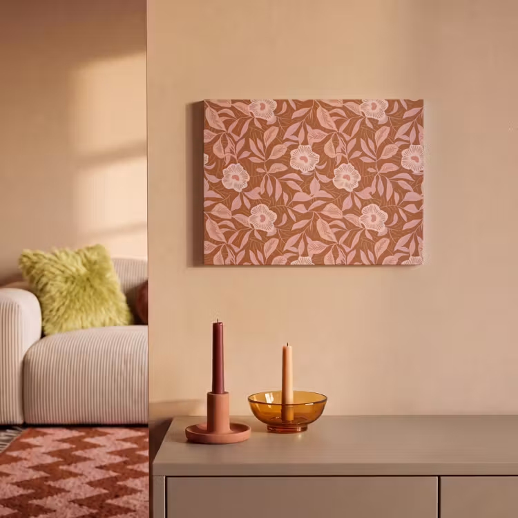 Akoestisch schilderij - Patroon - Bladeren - Terracotta — 2