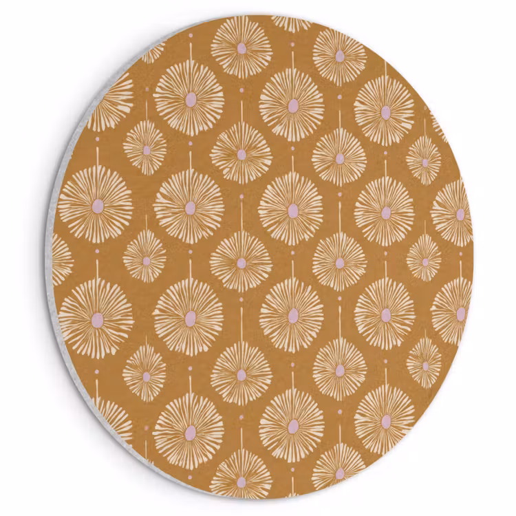Akoestisch schilderij rond - Bloemen - Modern - Oker — 1