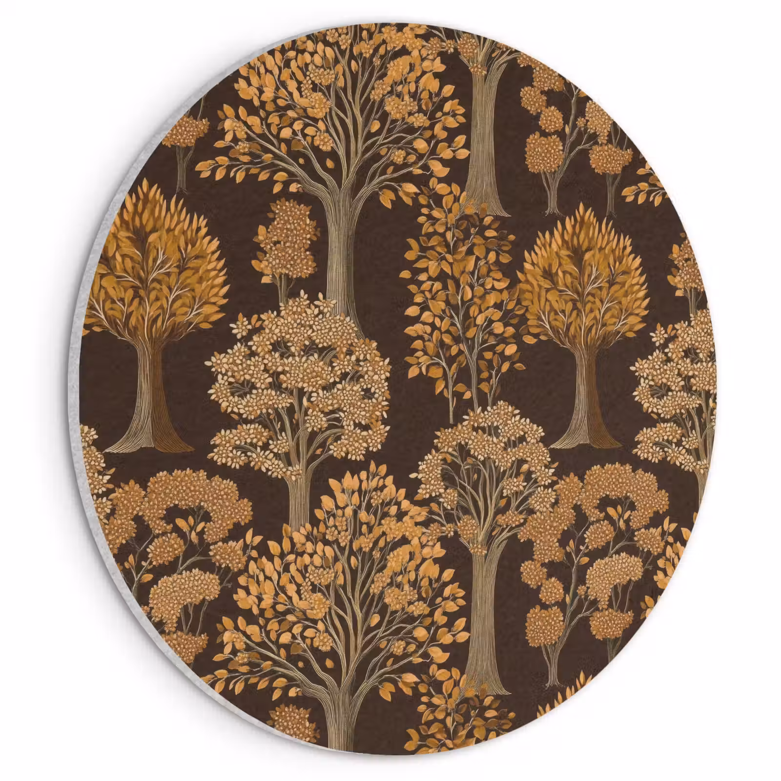Akoestisch schilderij rond - Bomen - Patroon - Bruin — 1