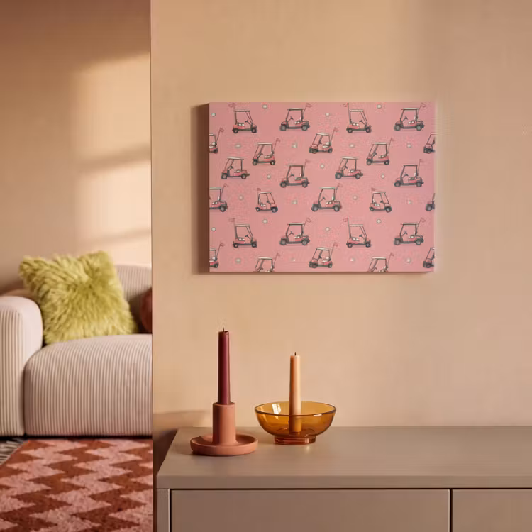 Akoestisch schilderij - Golfkar - Retro - Roze — 2