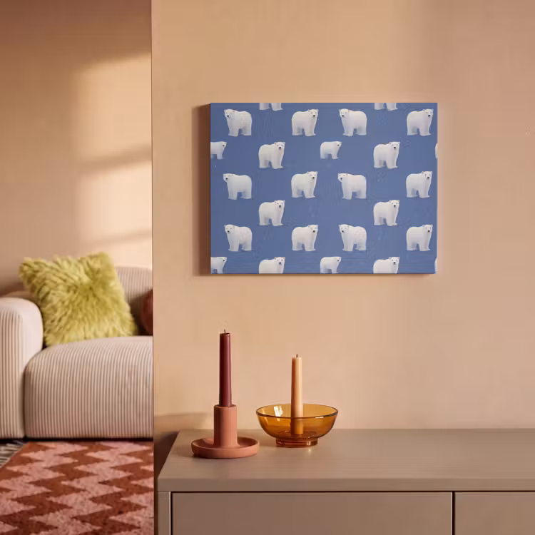 Akoestisch schilderij - IJsbeer - Patroon - Blauw — 2