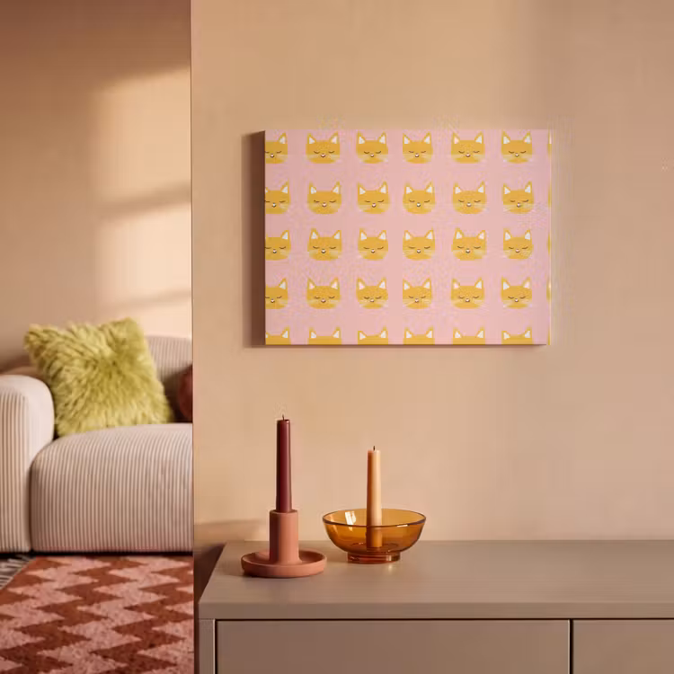 Akoestisch schilderij - Katten - Patroon - Roze — 2