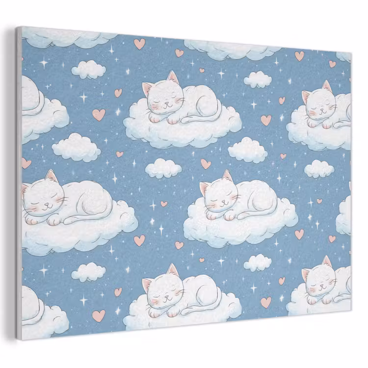 Akoestisch schilderij - Kitten - Wolken - Blauw — 1