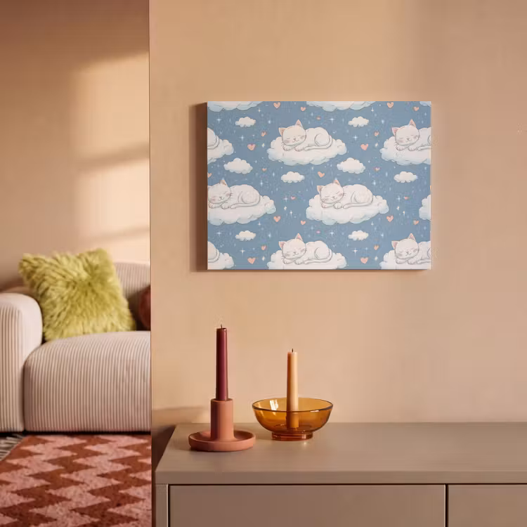Akoestisch schilderij - Kitten - Wolken - Blauw — 2