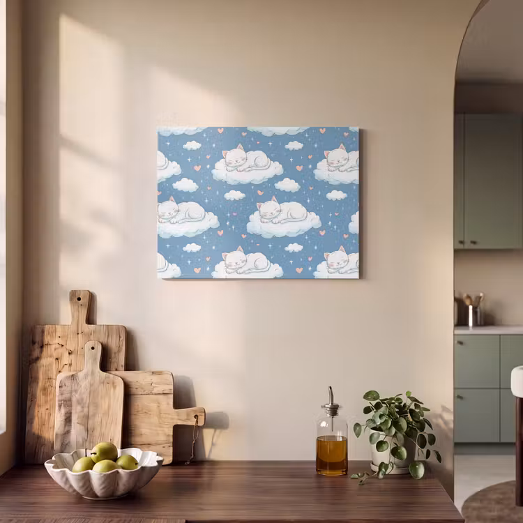 Akoestisch schilderij - Kitten - Wolken - Blauw — 3