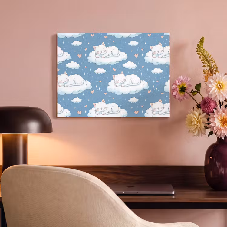Akoestisch schilderij - Kitten - Wolken - Blauw — 4