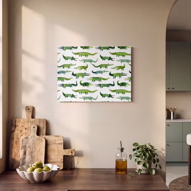 Akoestisch schilderij - krokodillen - Speels - Groen — 3
