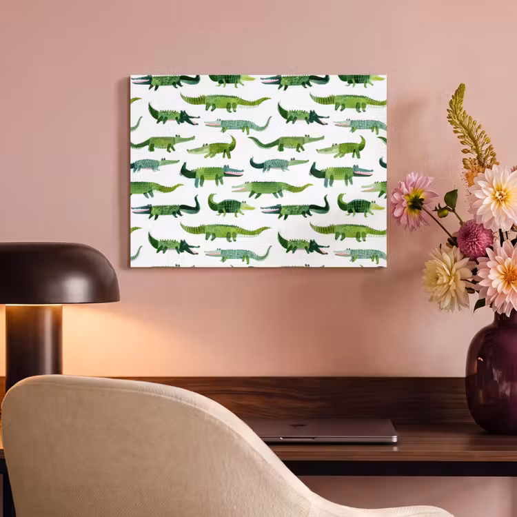 Akoestisch schilderij - krokodillen - Speels - Groen — 4