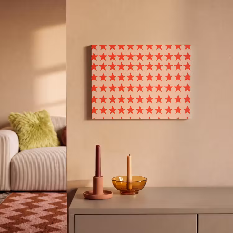 Akoestisch schilderij - Patroon - Sterren - Rood — 2
