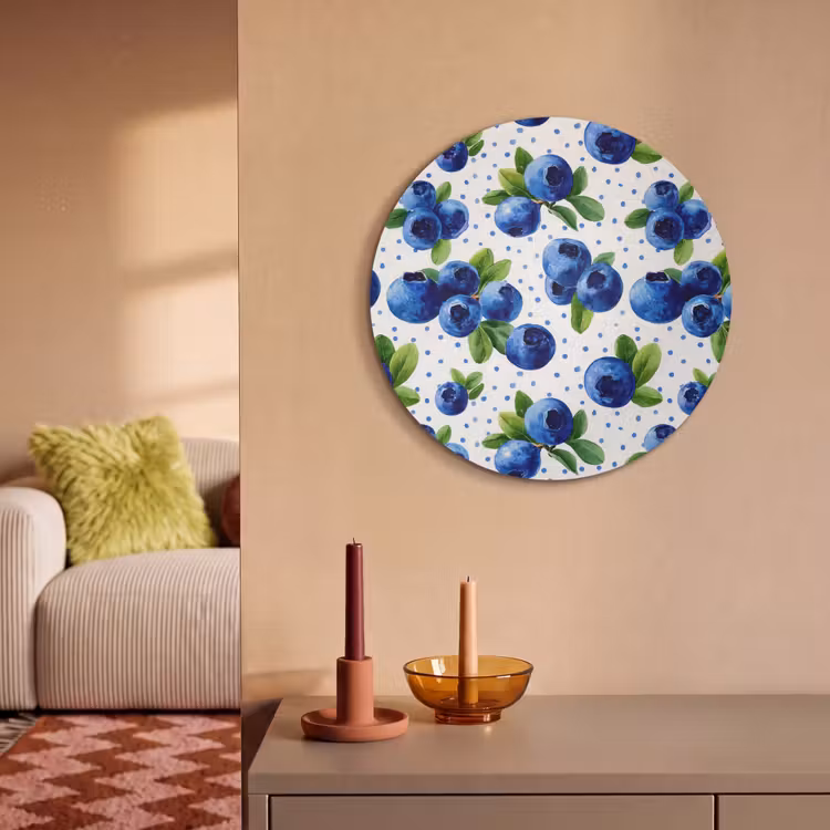 Akoestisch schilderij rond - Bessen - Patroon - Blauw — 3