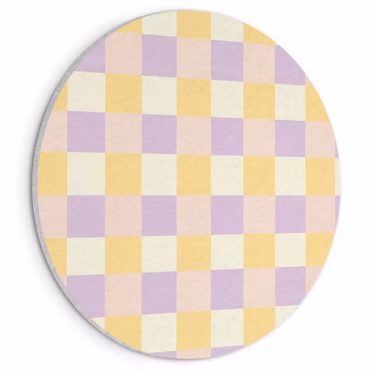 Akoestisch schilderij rond - Blokjes - Lila - Geel — 1