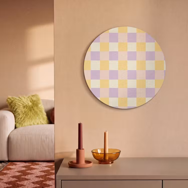 Akoestisch schilderij rond - Blokjes - Lila - Geel — 3