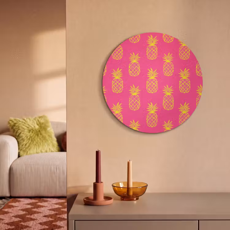 Akoestisch schilderij rond - Ananas - Trendy - Roze — 3