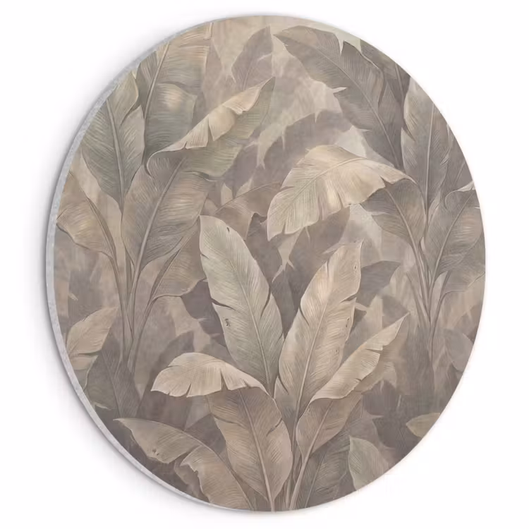 Akoestisch schilderij rond - Bladeren - Tropisch - Natuur - Modern - Beige — 1