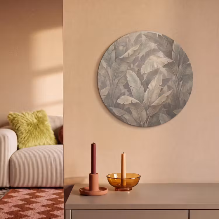 Akoestisch schilderij rond - Bladeren - Tropisch - Natuur - Modern - Beige — 3