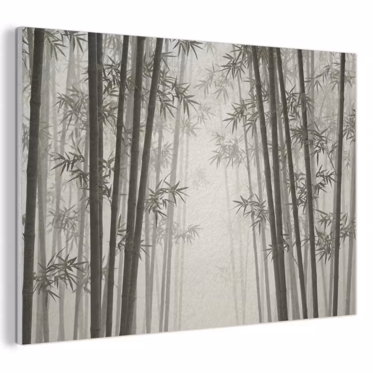 Akoestisch schilderij - Bamboe - Bos - Mist - Natuur — 1