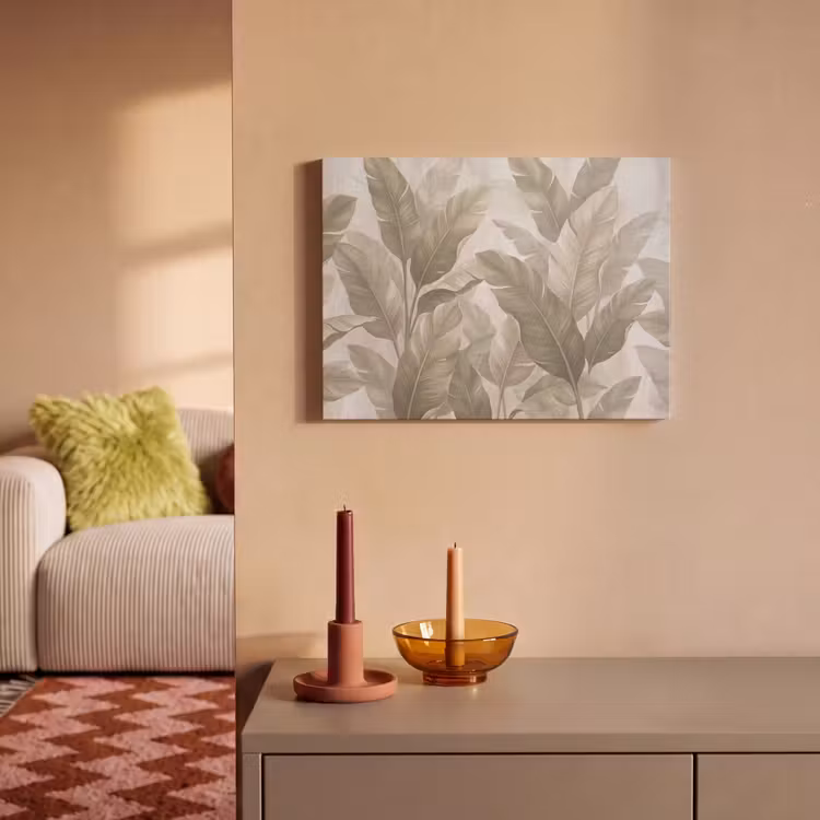 Akoestisch schilderij - Bladeren - Tropisch - Natuur - Abstract - Beige — 2