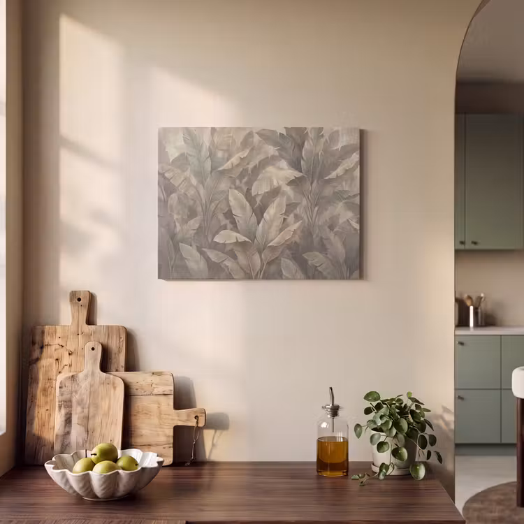 Akoestisch schilderij - Bladeren - Tropisch - Natuur - Modern - Beige — 3